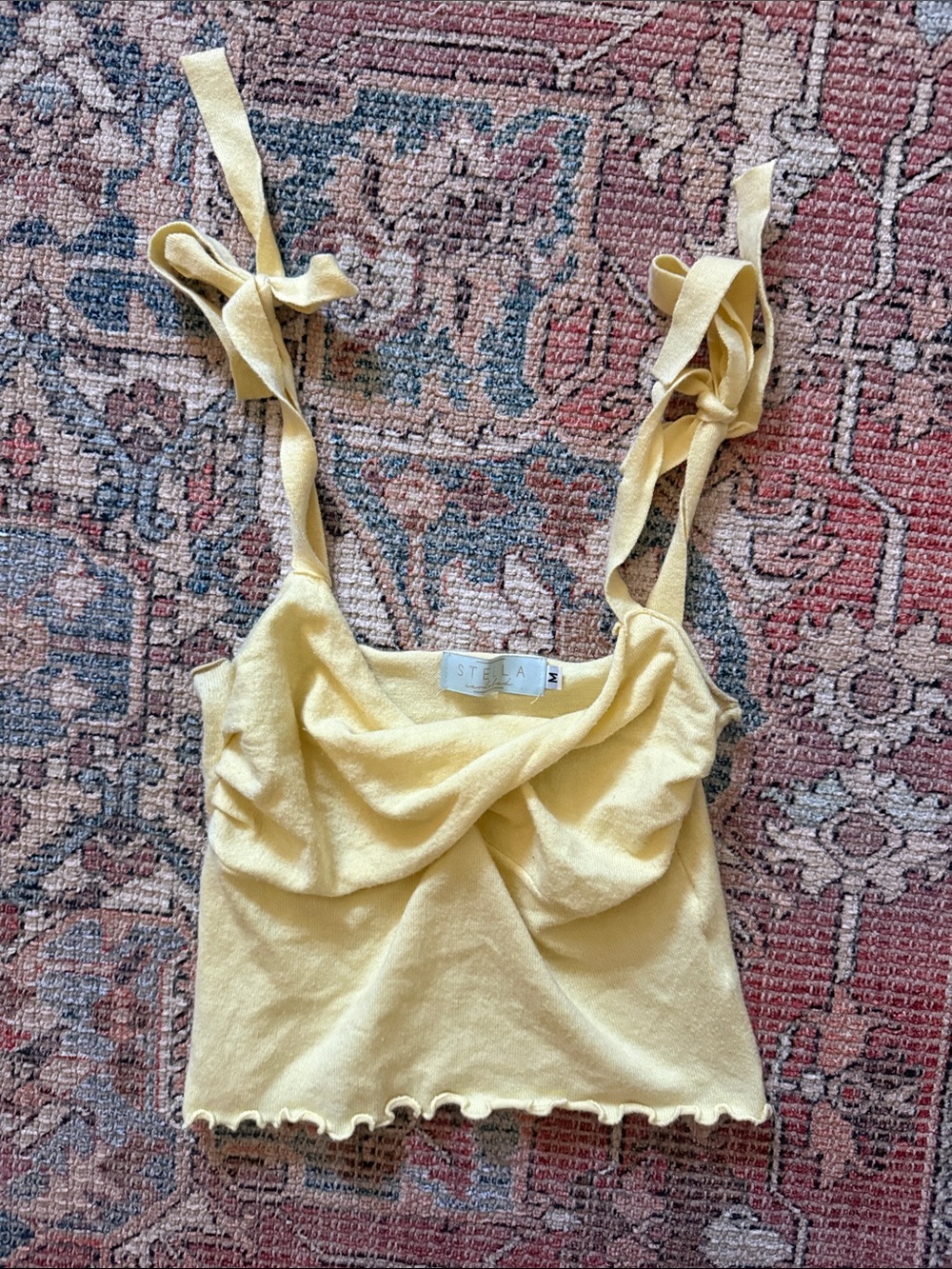 STELLA Yellow Tie-Shoulder Cropped Camisole